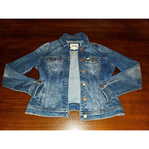 Salsa Brand Blue Jean‎ Denim Crop Trucker Style Jacket Womans Size Medium - Picture 3 of 10